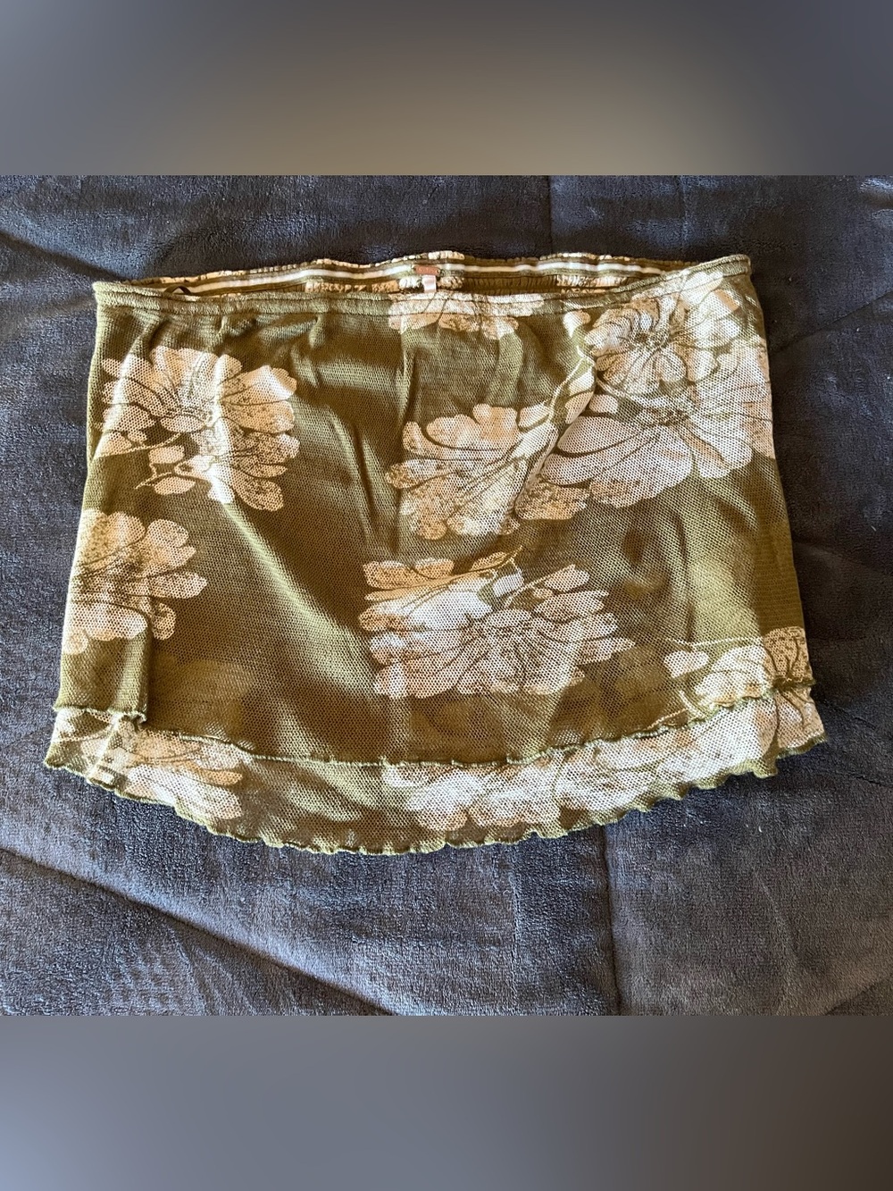 Free People Olive Green Floral tube top